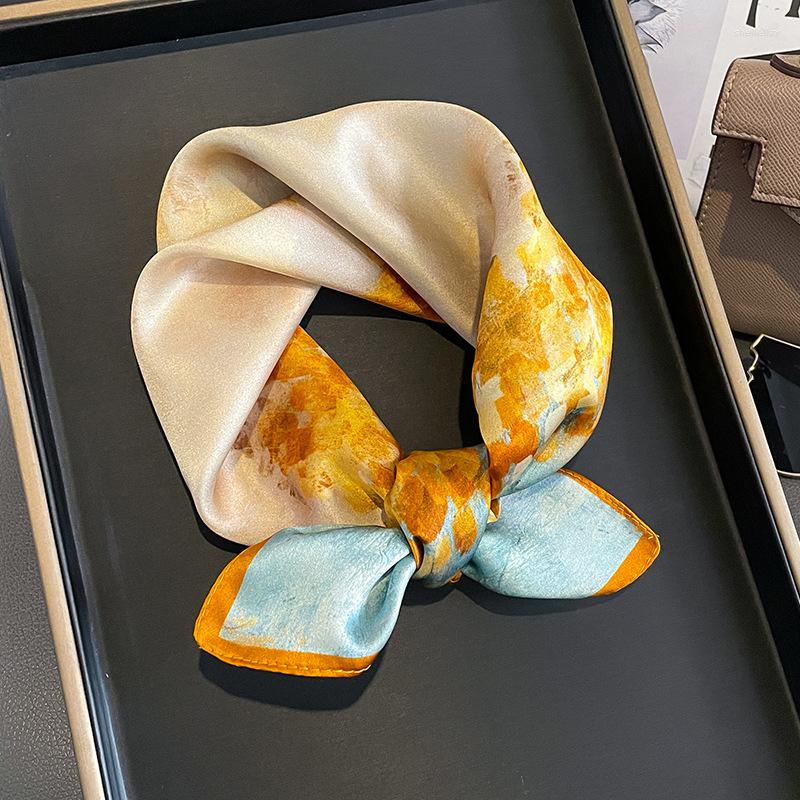 

Scarves Square Scarf Real Silk For Women Foulard Bandana Fashion Floral Small Neck Kerchief Hairscarf 2023 Spring
