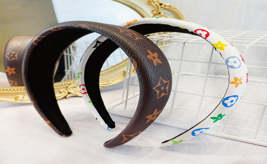 

Fashion High Quality Leather Headband Women Luxury Brand Designer Mixed Color Widesided Striped Headband Allmatch Hair Accessori4399390