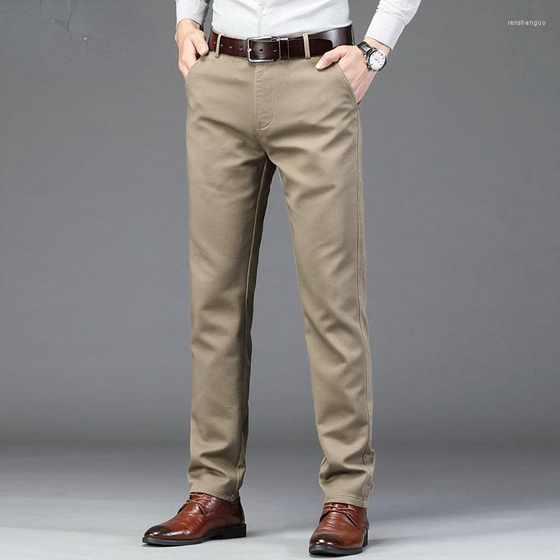 

Men's Pants 2023 Spring Autumn Men's Fashion High Waist Straight Male Stretch Business Casual Men Loose Cotton Trousers L255, Black