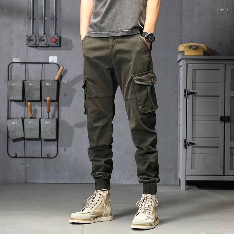 

Men's Pants Fashion Men's Summer Multi-pocket Overalls Long Trousers Man Spring Autumn Casual Brand Army Green Cotton Loose Cargo Pant, Black
