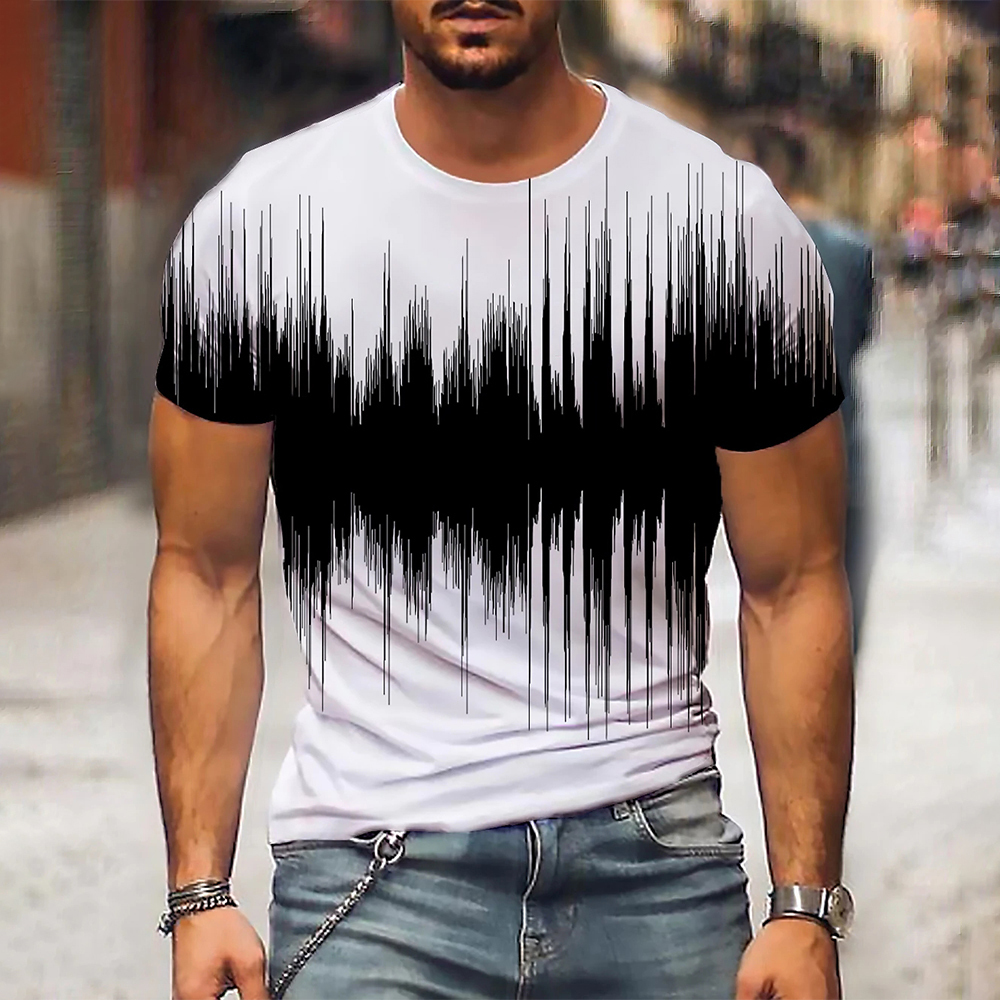 

Men's T Shirts T Shirt Graphic 3d O Neck Black White Stripes Oversized Clothing Casual Daily Top Streetwear Short Sleeve Apparel 230419, A01-hh00692