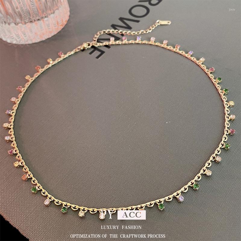 

Pendant Necklaces Geometric Necklace Women Korean Collarbone Chain Fashion Temperament Luxury Collar De Mujer Crystal Pendants Jewelry