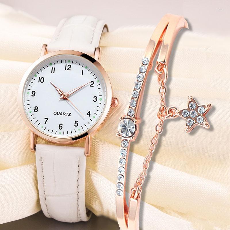 

Wristwatches Fashion Watch Women Casual Belt Watches Bracelet Simple Ladies Small Dial Number Scale Quartz Clock Dress, White
