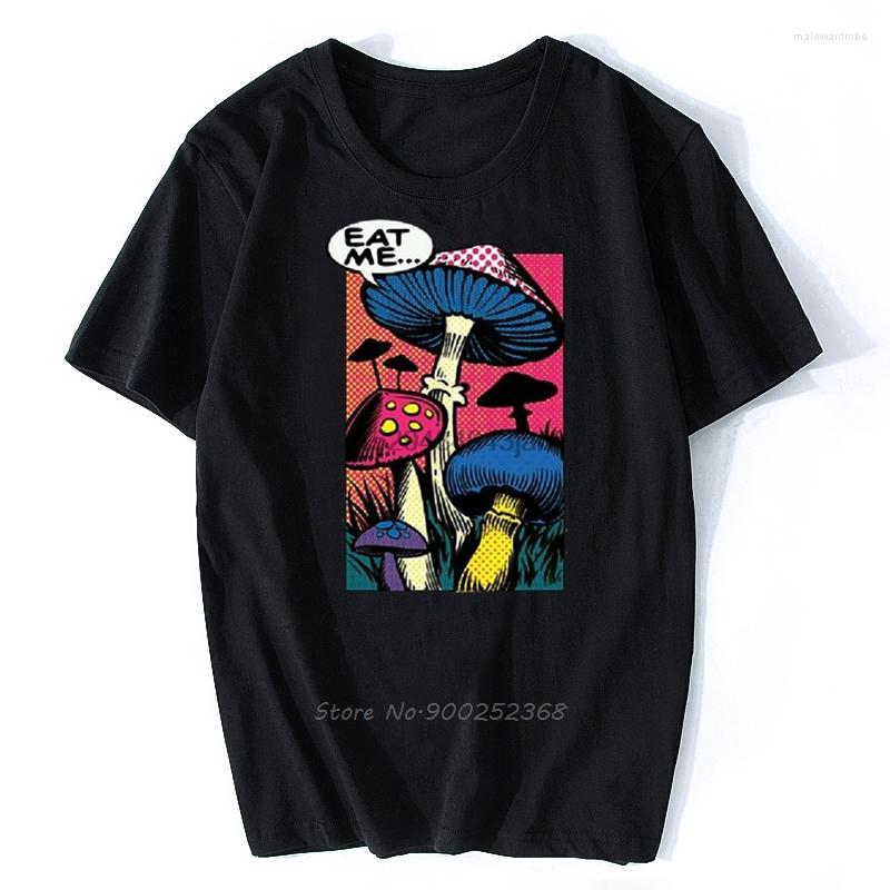 

Men's T Shirts Eat Me T-Shirt Shroom Mushroom Fungi Hallucinations Men Cotton O-neck Shirt Anime Tees Tops Streetwear, Black