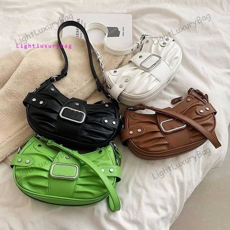 

5A Designer Fold Subaxillary bags Fashion Street Style CrossBody Shoulder Wallets Women Luxury Locomotive Handbags Tote Classic Female Purses230420, Black