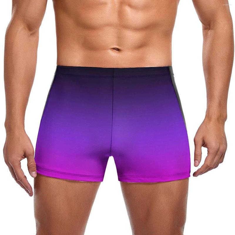 

Men' Swimwear Gradient Swimming Trunks Black Violet And Pink Custom Quick Dry Swim Boxers Training Large Size Men Swimsuit, Style