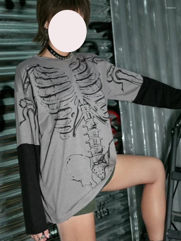 

Women' T Shirts 2023 Y2K Street Garbage Hip-hop Loose Skull Niche Design T-shirt In Spring And Summer, Gray