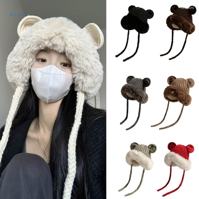 

Berets Elastic Windproof Winter Hat Solid Color Cosplay Hats For Adult Teen Keep Ear Warm Fluffy Cold Weather Supplies, Black
