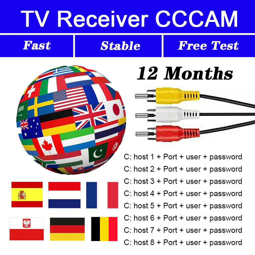 

2023 Line cccam Europa Germany oscam cline desky 6/7/8 European used in DVB - s s2 Poland, Portugal, Spain and stable satellite receiver antenna