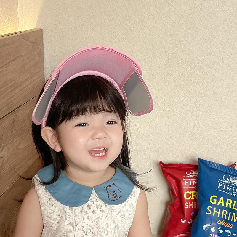 

Berets Summer Kids Wide Brim Widening Empty Top Hat Adjustable Visors Sports Outdoor Female Sunshade Cap Children Animal Sun, Black