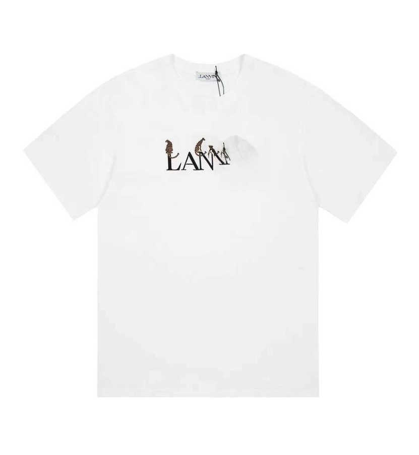 

SS23 Designer Lanvins T Shirt Branded High Street Loose Short Sleeve Couple Tshirts For Men And Women Couple Cotton Base Tee White, Black