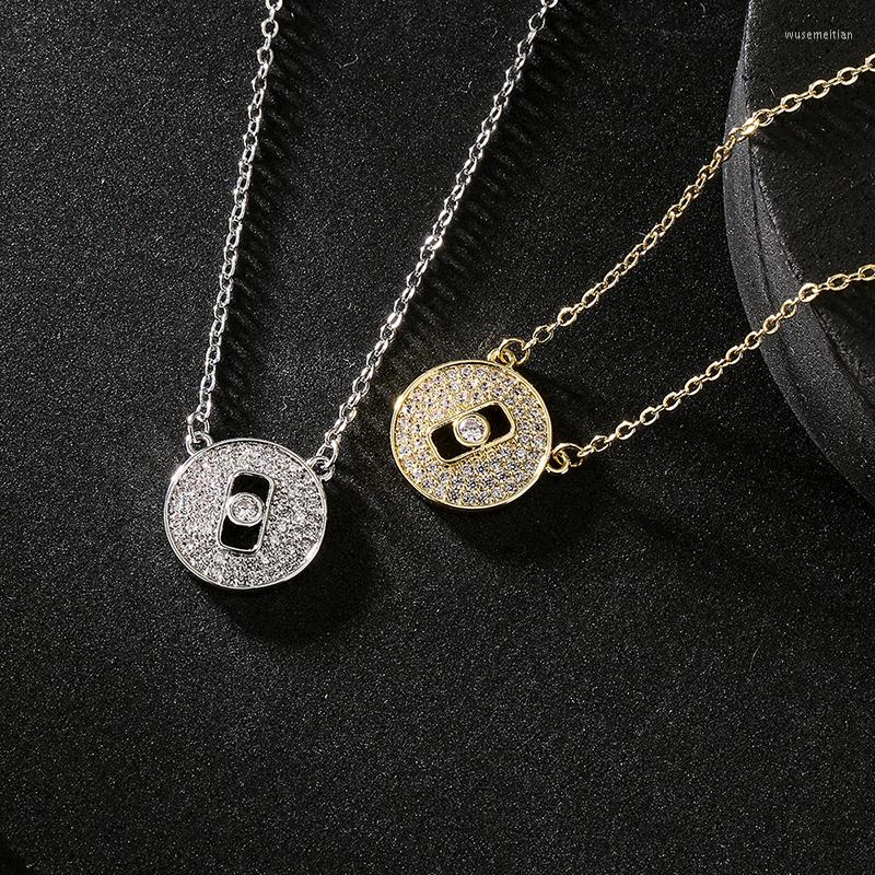 

Pendant Necklaces RAKOL Luxury Cubic Zircon Copper Coin Design Necklace Retro Hollow Gold-plated Collar Chain Women's Party Jewelry