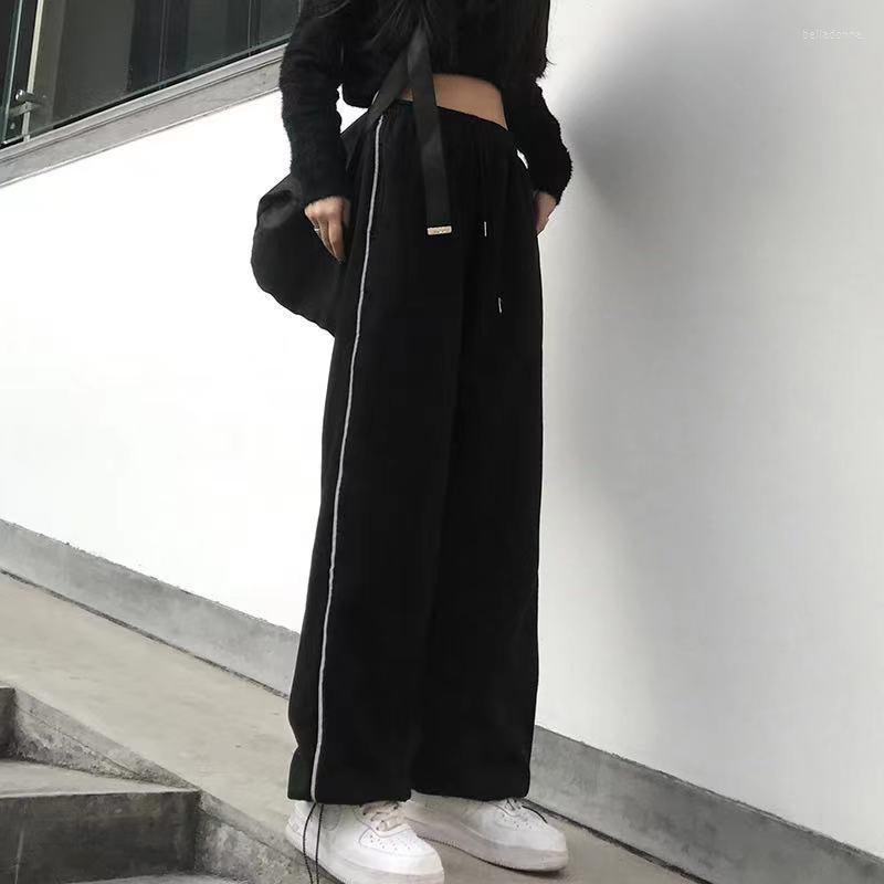 

Women' Pants Women Harajuku Casual Loose High Waist Elastic Straight Korean Students Streetwear Trousers Sweatpants