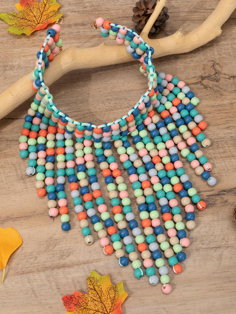 

Choker Fashionable Colored Wooden Bib Ladies Necklace Free Mail