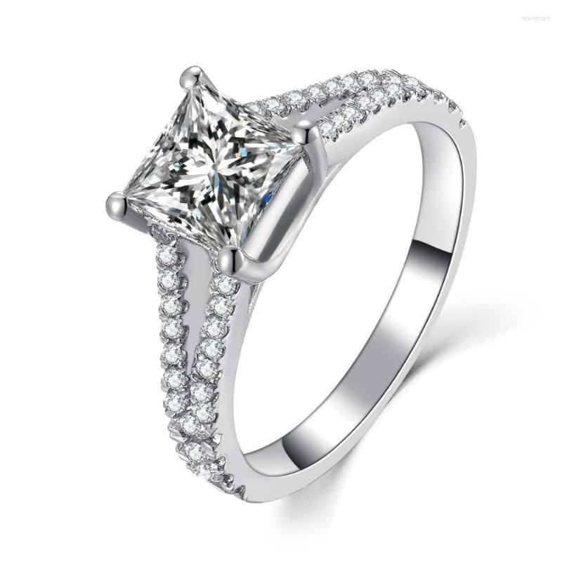 

Cluster Rings 2Ct Princess Cut D Color Moissanite Wedding Ring For Women Solid Platinum 950 White Gold Jewelry