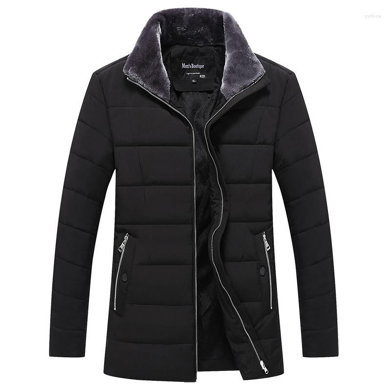 

Men's Down Winter Casual Men Coat Polyester Parks For Jacket Black Thick Parka Zipper Warm Jackets L-4XL
