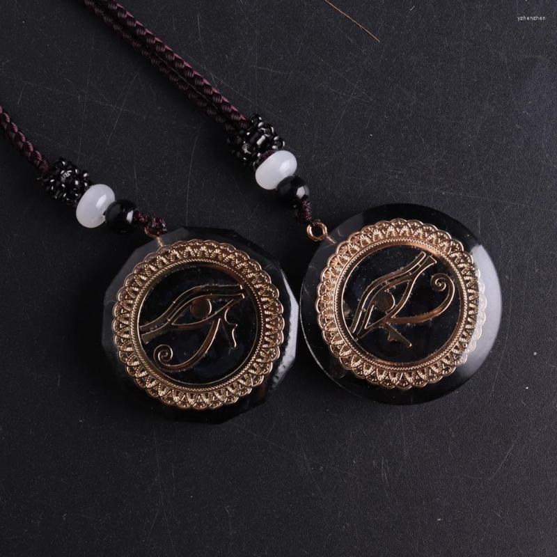

Pendant Necklaces Free From 1Pc Orgonite Black Tourmaline Symbol Eye Of Horus Disc Reiki Spiritual Energy Necklace With Adjustable Rope