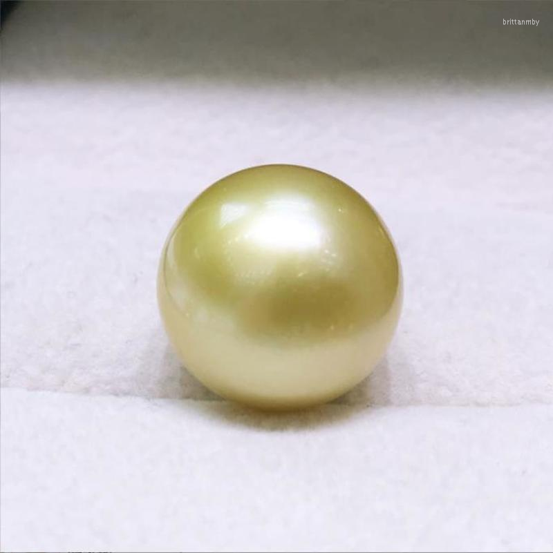 

Loose Diamonds Huge Charming 14-15mm Natural Sea Genuine Golden Round Good Luster Jewelry Pearl