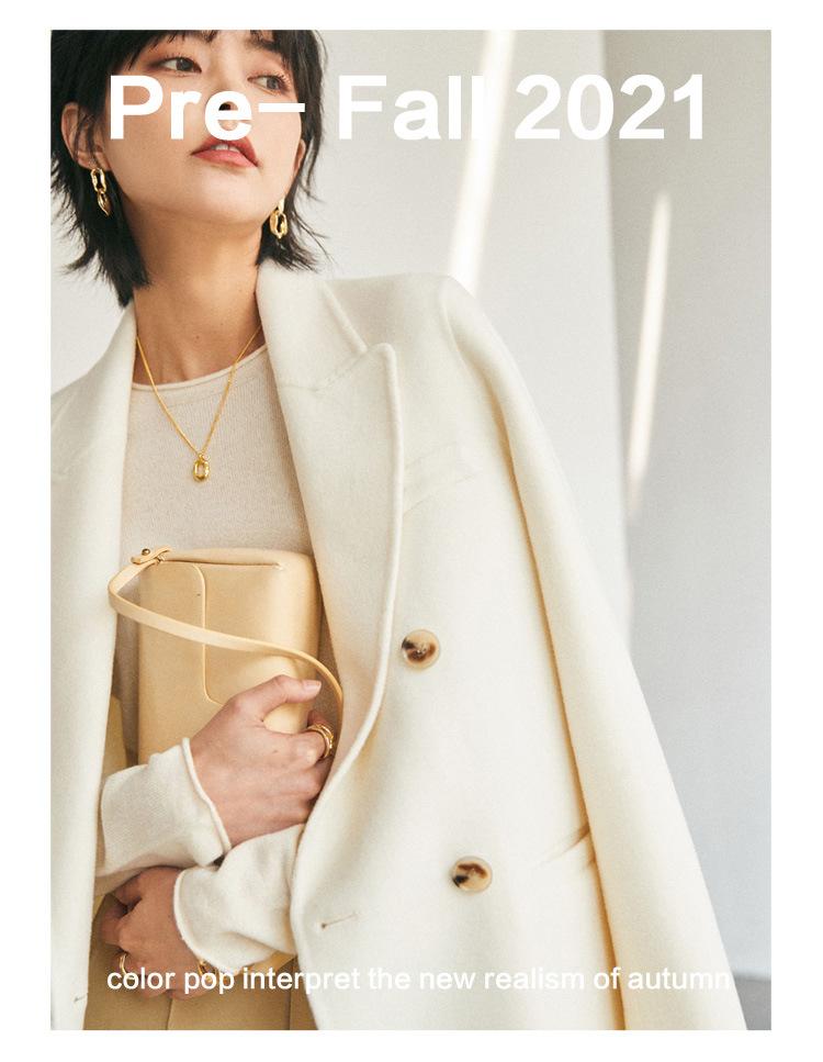 

Fur Full Wool Doublefaced Woolen Coat Women's French Lapel Doublebreasted Blazer Women's 2021 New, Black