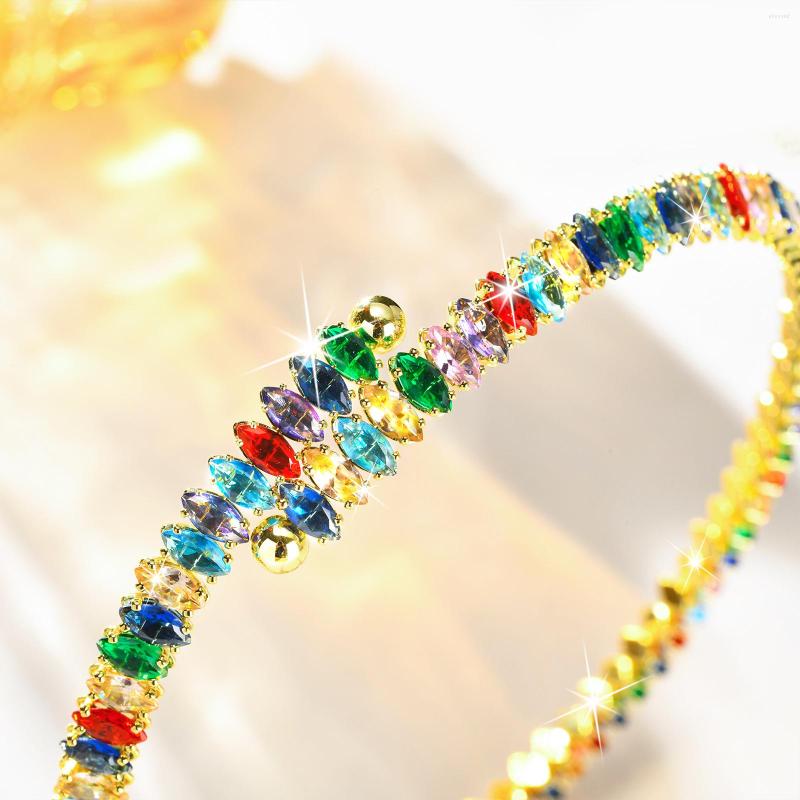 

Choker Luxury Colorful CZ Stone Necklaces For Women Girls Party Jewelry Wedding Collar Necklace Copper Bling Birthday Gifts