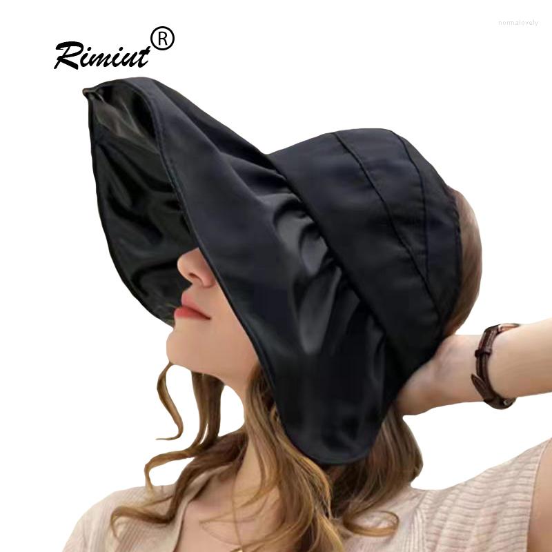 

Wide Brim Hats Fashion Women's Summer Sun Empty Top Foldable Large UV Protect Sunshade Caps, Black