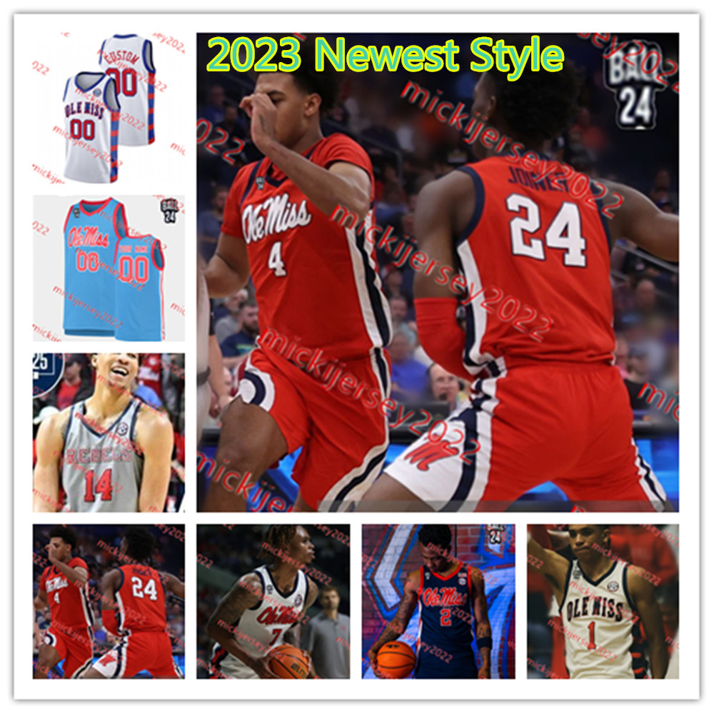 Travis Perry OleMissRebels Maillot de basket-ball 5 Jaylen Murray 23 Cameron Barnes 24 Jacob Gazzo 25 Rashaud Marshall 24 Coolidge Ball OleMiss M