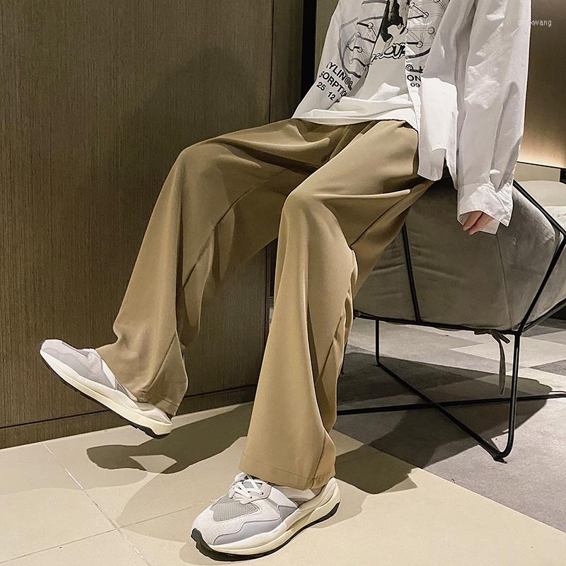 

Men' Suits Summer Suit Pants Men Fashion Social Mens Dress Korean Loose Straight Khaki Beige Black Formal Trousers -XL