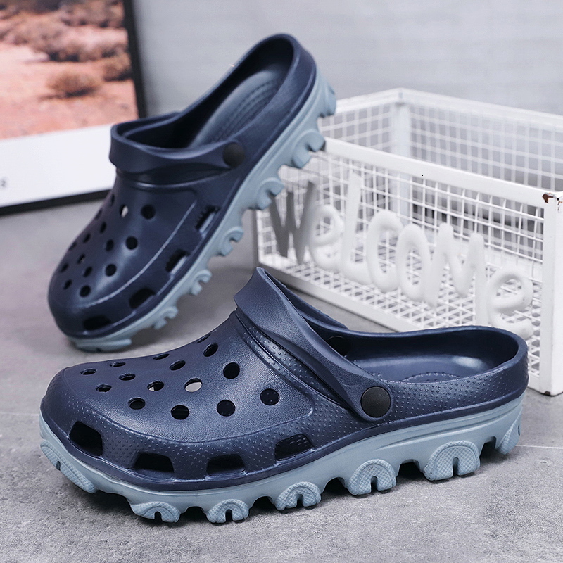 

Sandals Trendy Lightweight Men Non Slip Slides Shoe Casual Outdoor Beach Slippers And For Couple 230419, Dark blue -19088