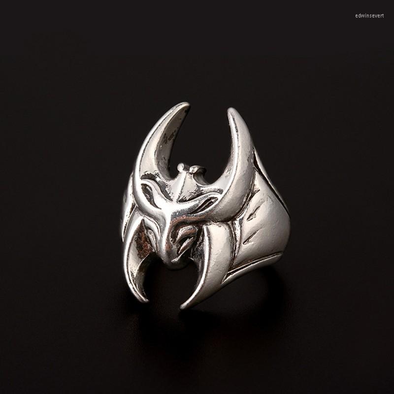 

Cluster Rings 2023 Vintage Men Punk Bat Handmade Animal Creative Jewelry Encircle 3D Halloween Jewellery Wholesale Bijoux