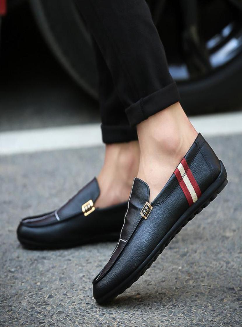 

Spring set OF feet Dress Shoe Korean version peas men039s shoes casual lychee pattern leather driving shallow mouth single tide1082393, Red
