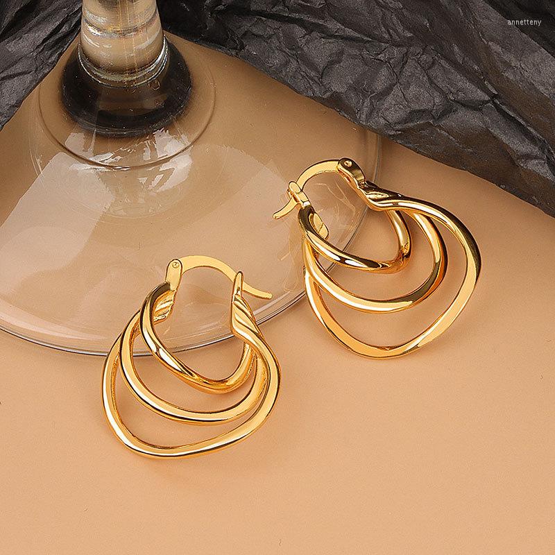 

Hoop Earrings Exquisite Personality Multi-Layer Geometric Copper Hypoallergenic Jewelry Ladies Simple Temperament Luxury Gift