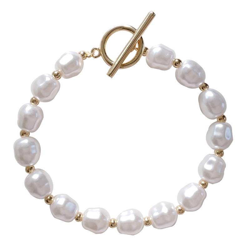 

Link Bracelets European And American Fashion Creative Irregular Pearl Bracelet Simple Personality Metal Accessories Chain