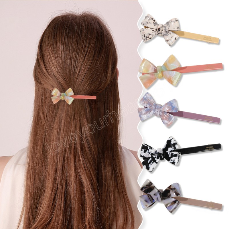 

10CM Acetic Acid Bow Hair Clip Floral Hair Bangs Bowknot Hairpins For Girls Headwear Barrettes Hair Accessories