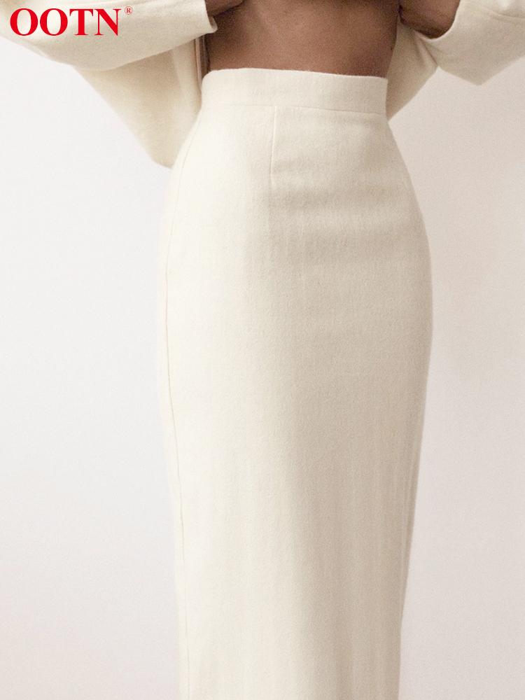 

Dresses OOTN Vintage Brown High Waist Women Office Skirt Autumn Winter Woolen Casual Solid Midi Pencil Skirts Ladies Khaki 2022 Fashion, Brown skirt