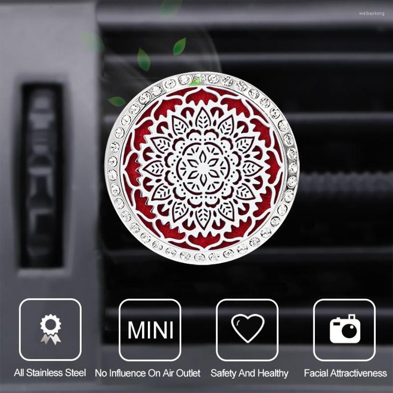 

Pendant Necklaces Car Diffuser Locket Vent Clip Air Freshener Rhinestone Magnet Essential Oil 30mm 316L Stainless Steel Jewelry