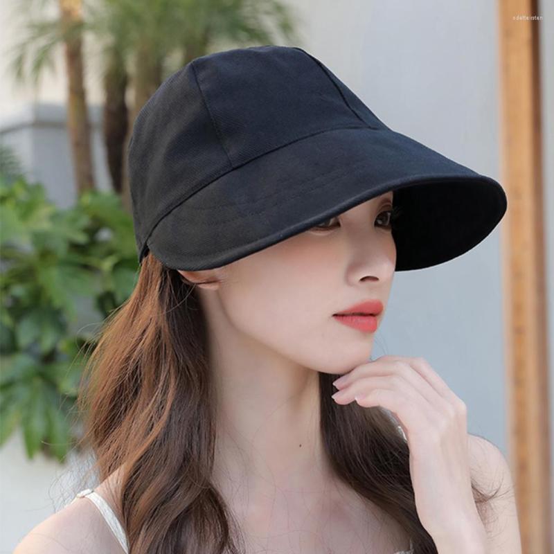 

Wide Brim Hats Versatile Sun Visor Hat Anti-UV Cotton Blend Sunscreen, Black