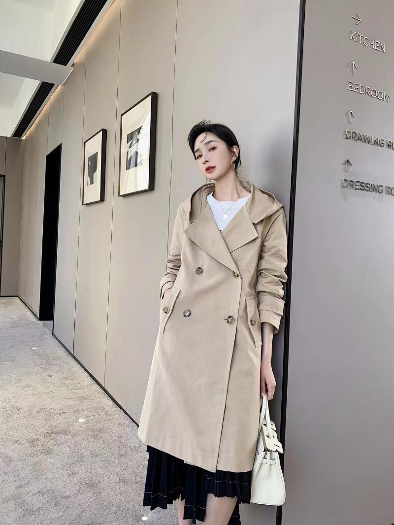 

Women' Trench Coats Autumn Loose Ladies Coat Hooded Large Size, Champagne