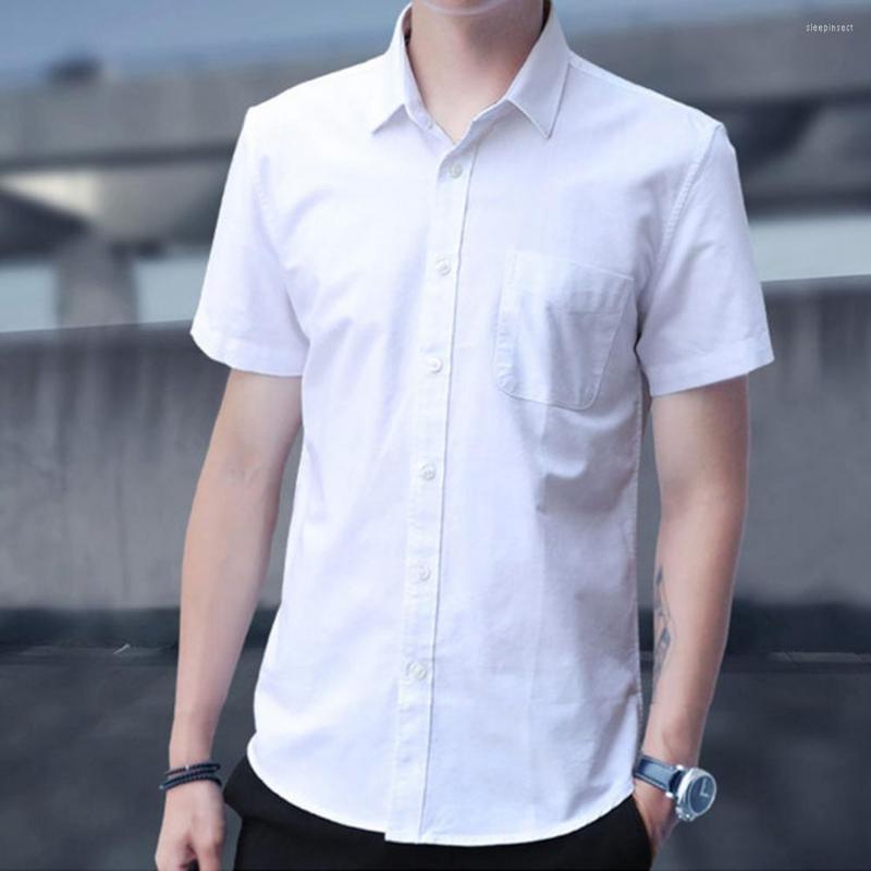 

Men's Casual Shirts Men Social Shirt Comfortable Lapel Short Sleeve Polyester Business Buttons For Party, Light blue