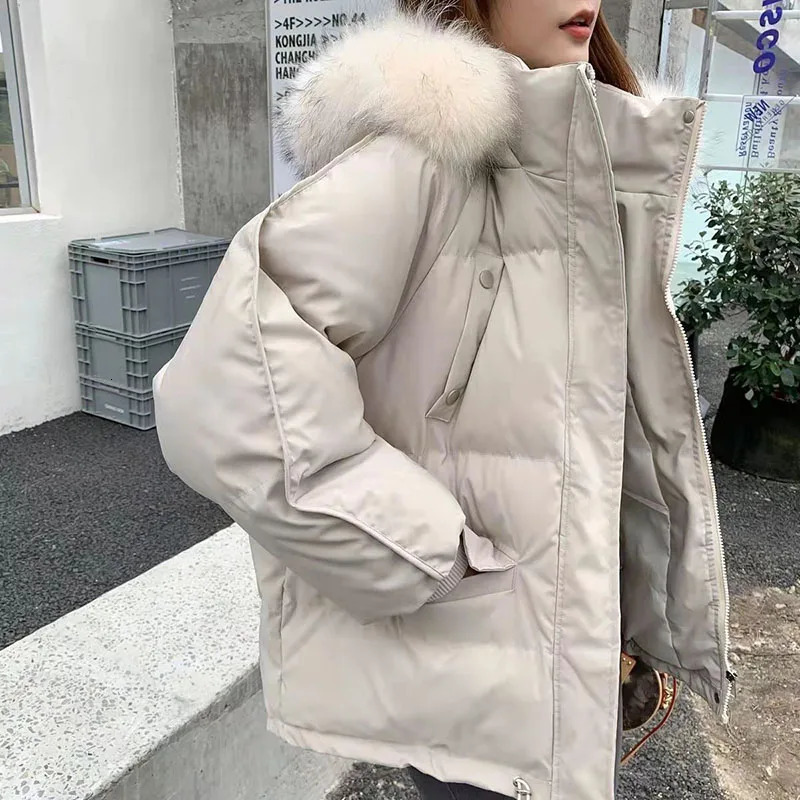 Women's Down Parkas Lucyever Short Hooded Cotton Parka 2023 Winter Thick Warm Padded Jacket Ladies Korean Fur Collar Snow Wear Coat 231120