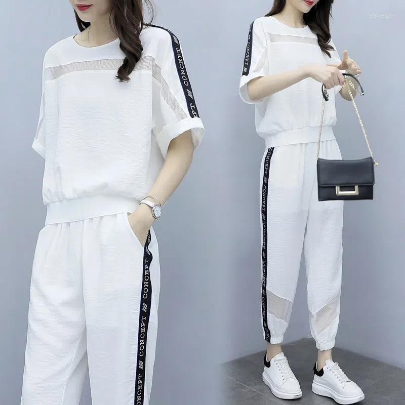 

Women' Two Piece Pants Sports Suit Women Summer Set 2023 Female Ladies Casual Sportswear Short Sleeve 2PCS, Black set
