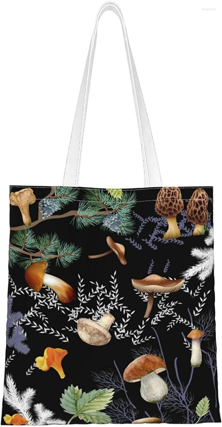 

Shopping Bags Mushroom Canvas Tote Bag Reusable Grocery Sundry Handbag For School Market Camping, 2a6