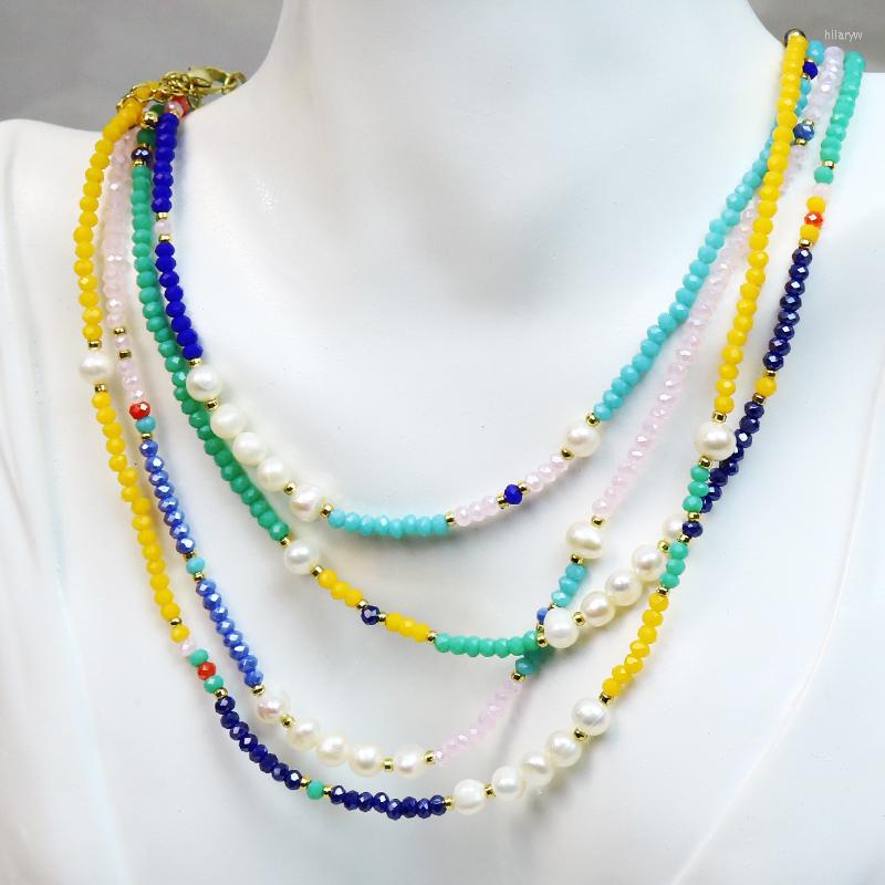 

Necklace Earrings Set 10 Pcs With Natural Pearl Colorful Rice Bead Chain Fashion Jewelry, Picture shown