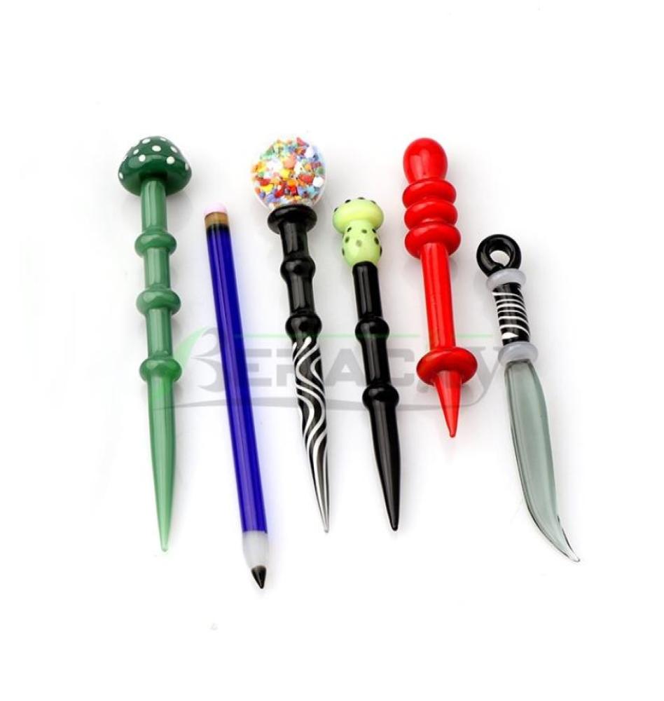 

6 Styles Glass Dabber Tools Color Smoking Glass Dab Cap For Wax Oil Tobacco Quartz Banger Nails Glass Water Bongs Dab Rigs Pipes2591708