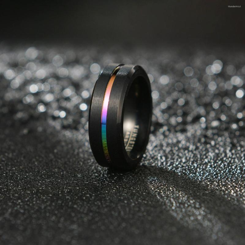 

Cluster Rings 8mm Width Exquisite Black Color Men Women Tungsten Carbide Couple Anillos Steel Ring