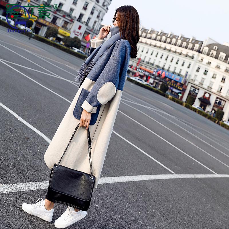 

Women's Wool & Blends Woman Long Coat Fashion Korean Style Retro Versatile Windbreaker Casual Warm Woolen 2023 Autumn And Winter Women, L-weight 120-130