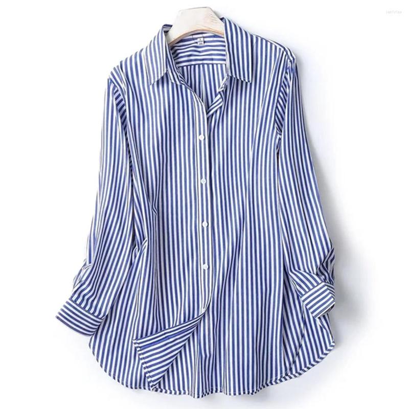 

Women' Blouses Dave&Di 2023 Striped Loose Shirt Pure Cotton Casual Blouse Women England Style Office Lady High Street Fashion