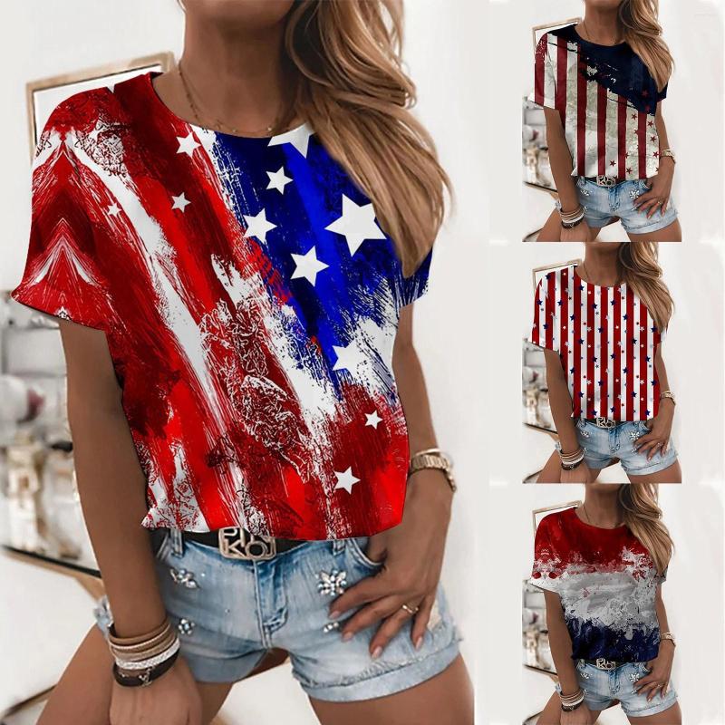 

Women's Blouses Independence Day For Women Print Daily Summer Shirts Women's O Neck Tank Tops American 4 Of July Blouse Short Sleeve, Hot pink