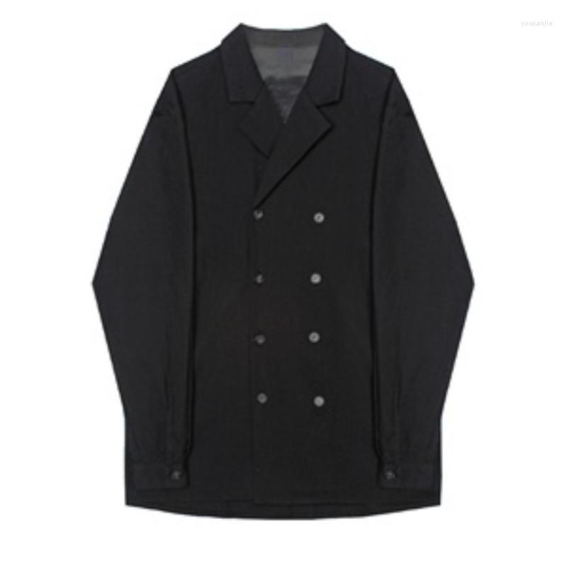 

Women's Blouses The Design Feeling Minority Deconstructs Shirt Jacket Women Double-breasted Suit Collar Loose Boyfriend Trend, White