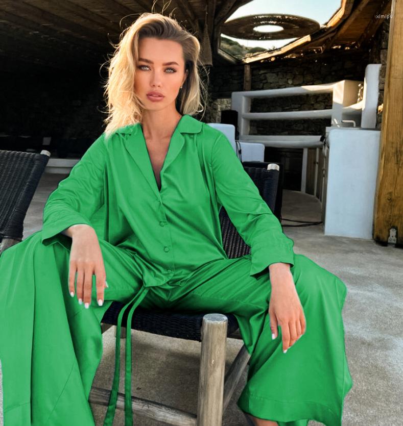 

Women' Two Piece Pants Elegant Pieces Sets Long Sleeve Shirt High Waist Trousers Solid Color Frenulum Suits Women Outfits 2023 Matching, Black