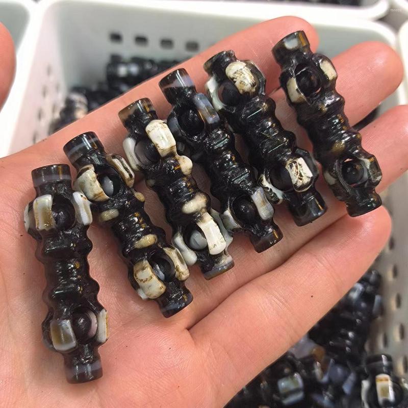 

Loose Gemstones 10pcs/lot Natural Old Agate Dzi Wholesale Carved Vajra Pestle Devil Bell Prayer Beads Accessories Jewelry Pendants Handiwork